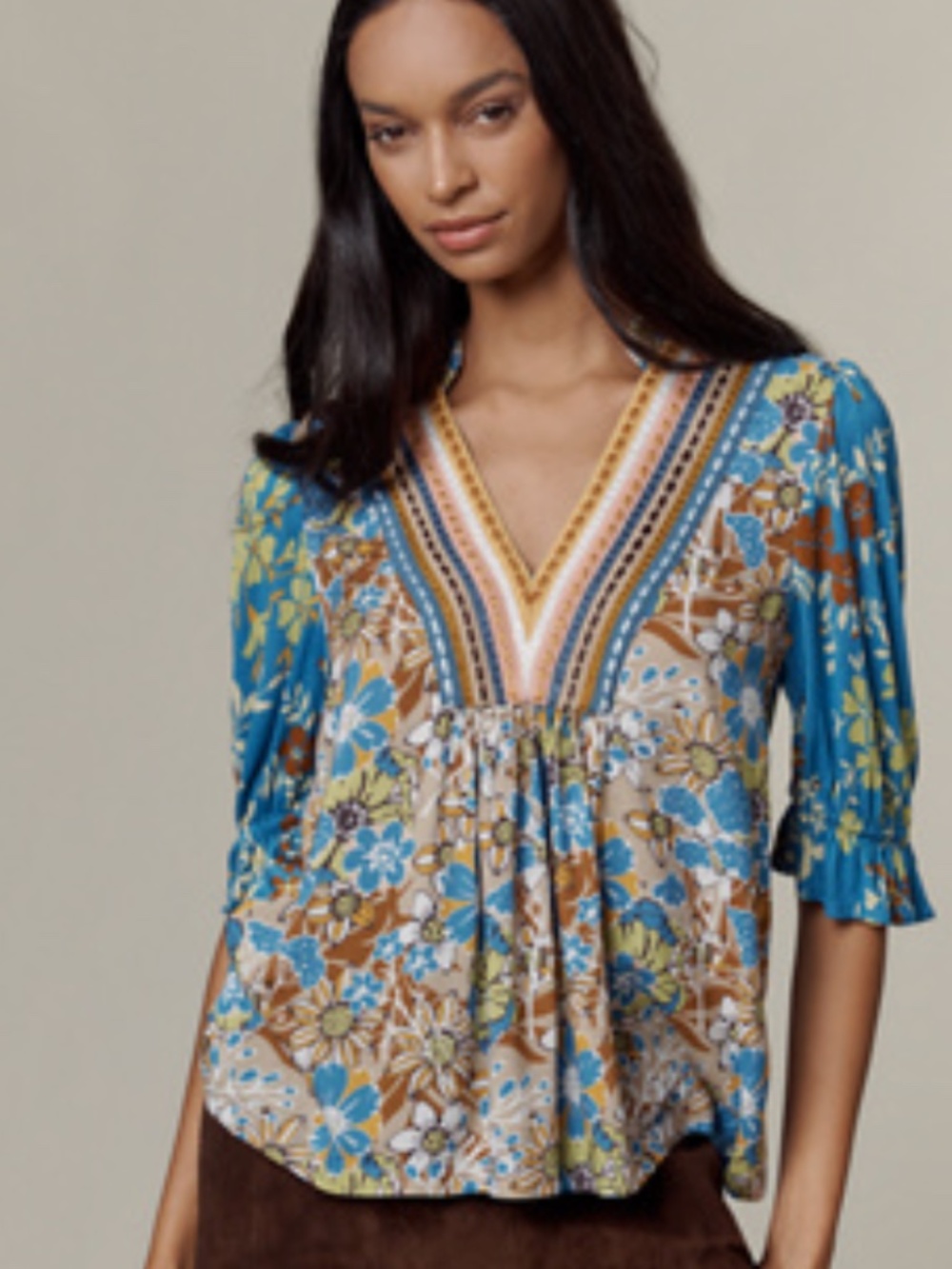 NWT Anthropologie Bl-nk Stephanie Top in Ocean Blue Sz Small
